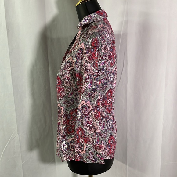 Talbots Pink & Purple Printed Wrinkle Resistant Button Down Shirt - Picture 2 of 16